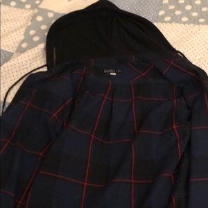 Blue/red striped flannel hoodie